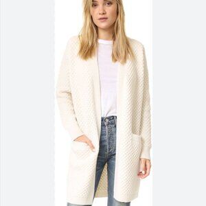 Vince EUC honeycomb long line open front pocket cardigan wool/yak blend XS